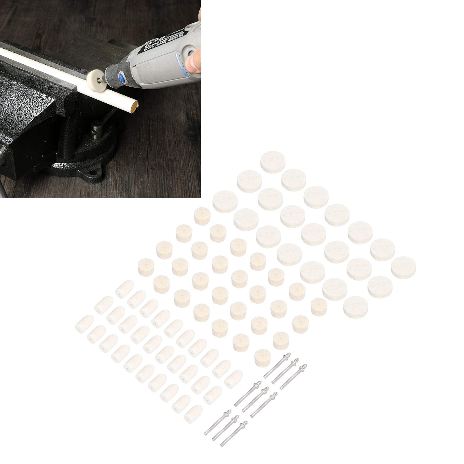 88Pcs Felt Polishing Wheel Kit for Rotary Tools - Wool Felt Pads, Cone Wheels & Axles - Perfect for Metal Polishing, Jewelry Making & DIY Crafts
