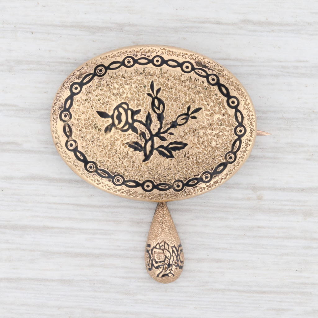 Antique Floral Brooch - Gold Filled Enamel Pin from 1800s - Vintage Keepsake Jewelry for Women - Perfect for Weddings, Collecting & Gift Giving