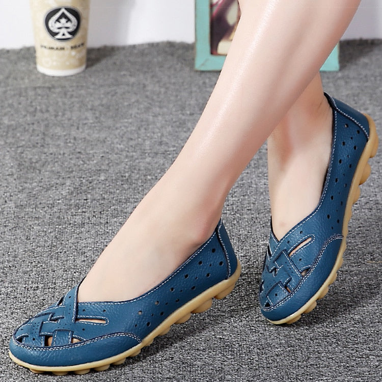 Breathable Leather Flat Shoes for Women - Comfortable & Stylish Loafers for Casual Wear, Office & Walking