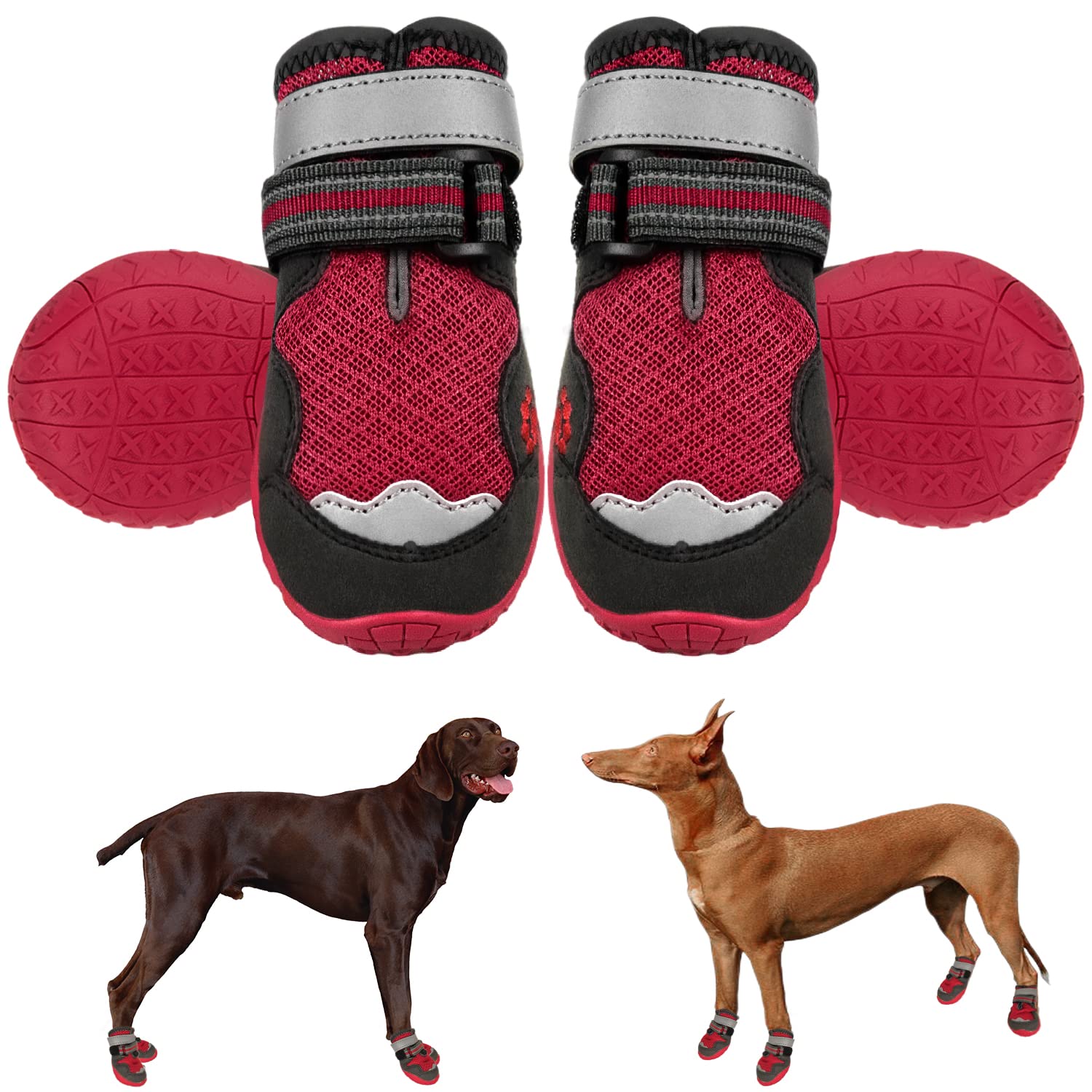**Waterproof Dog Boots for Hot Pavement, Rain & Snow - Paw Protectors for Small, Medium & Large Dogs - Perfect for Walking, Hiking & Outdoor Adventures**