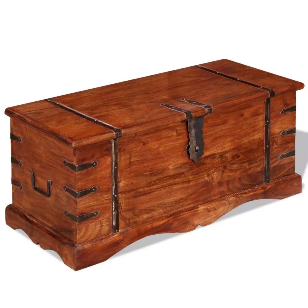 vidaXL Reclaimed Wood Storage Box - Solid Wood Treasure Chest Trunk for Home Decor, Blanket Storage & Vintage Style Organizing | Perfect for Living Room, Bedroom & Nursery Organization