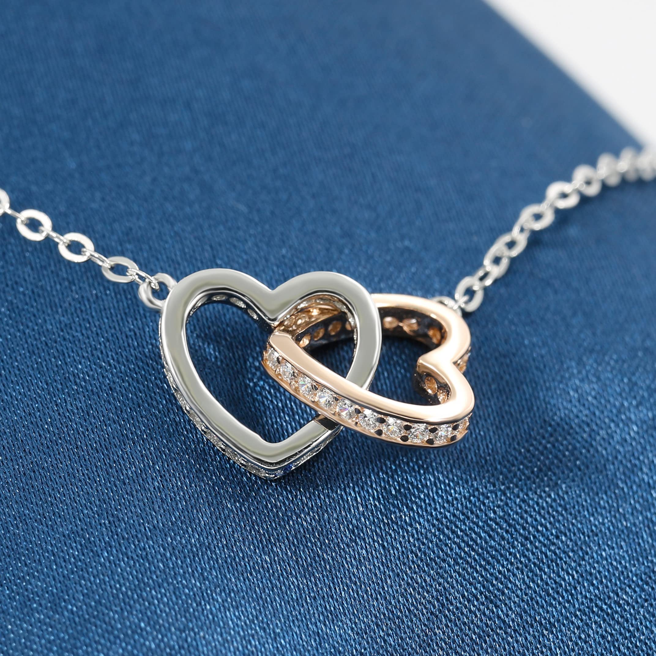 Double Heart Pendant Necklace for Women - Sterling Silver Dainty Heart Jewelry - Perfect for Valentine's Day, Anniversary Gifts & Everyday Elegance