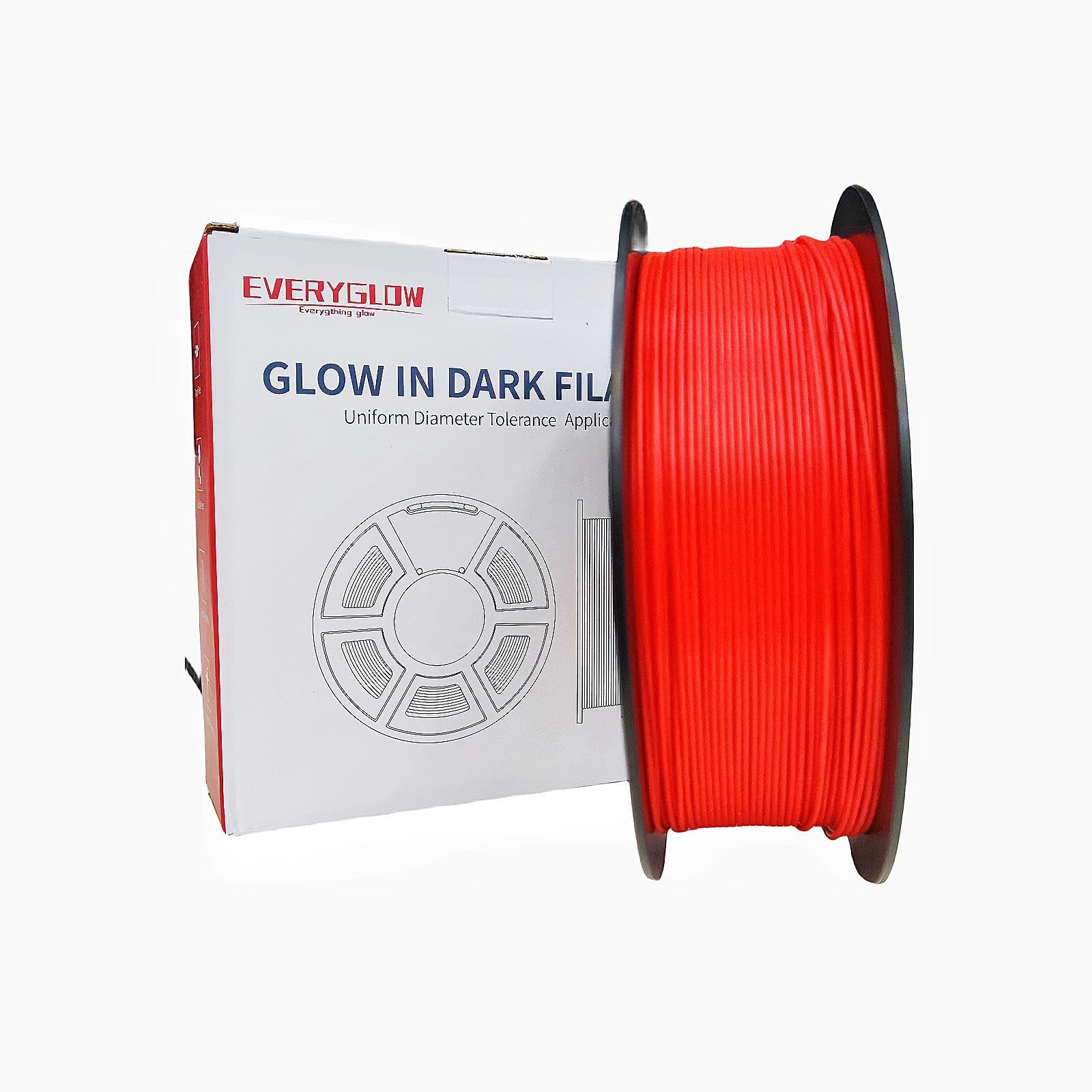 Premium 3D Printer Filament PLA 1.75mm - Glow in The Dark Filament 1KG (2.2 LBS) Spool (Red Glow Orange) - Perfect for DIY Projects, Cosplay Props & Nighttime Decorations