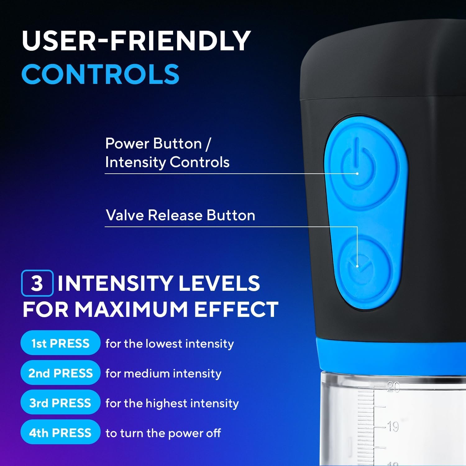 Electric Penis Pump for Men - Automatic Vacuum Enlargement Device with 3 Suction Modes | Male Enhancement & Pleasure Toy | Perfect for Solo Play, Couples & Intimate Moments | Blue Adult Sex Toy