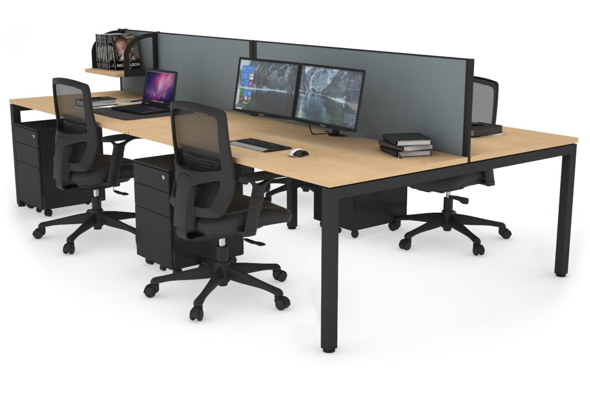 4-Person Office Workstation with Quadro Square Legs - 1800L x 800W Desk with Cable Management Scallop | Perfect for Collaborative Workspaces & Open Office Environments