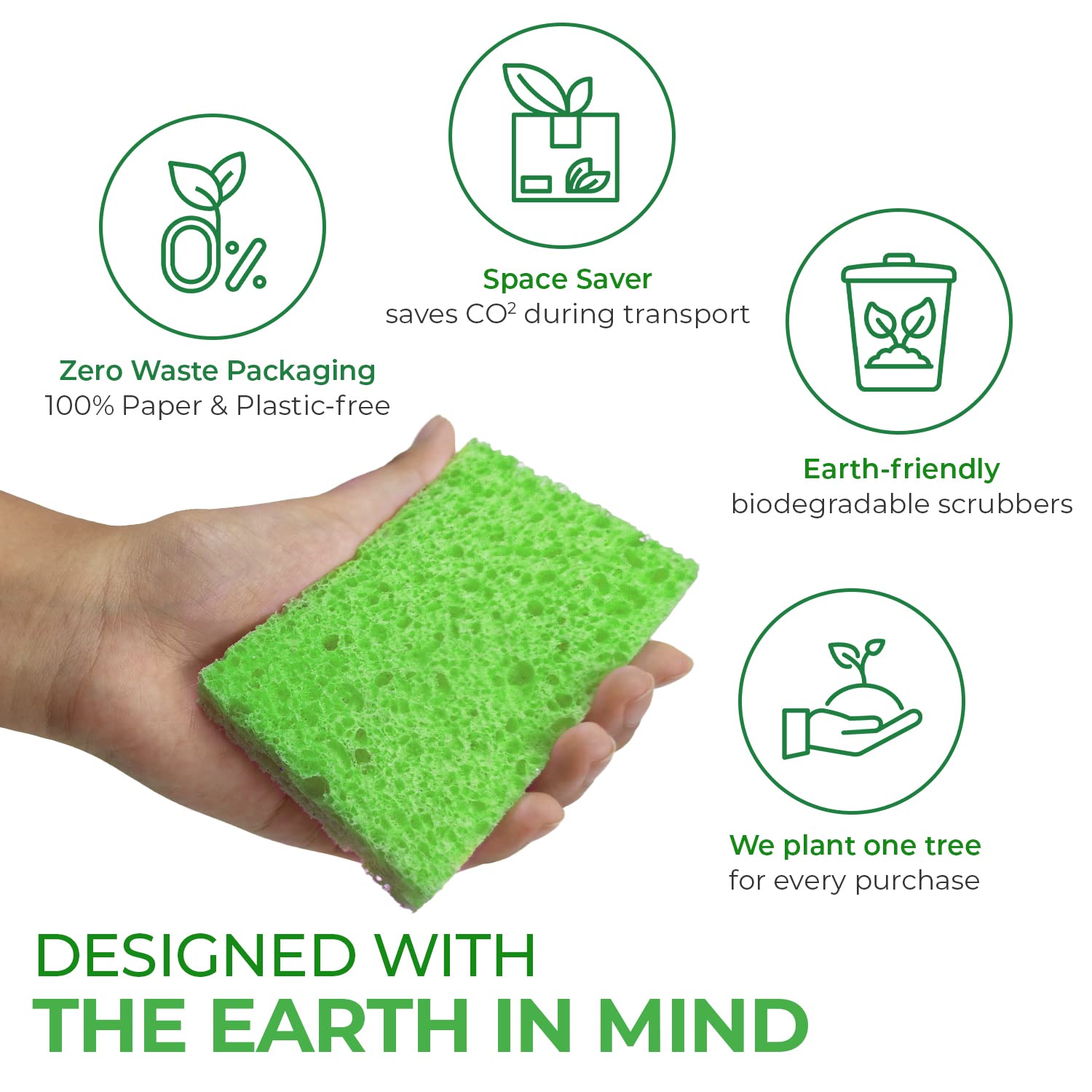 16 Pack Biodegradable Cellulose Compostable Kitchen Sponges | Non-Scratch, Heavy Duty & Eco-Friendly | Perfect for Dishwashing, Car Cleaning & Household Use