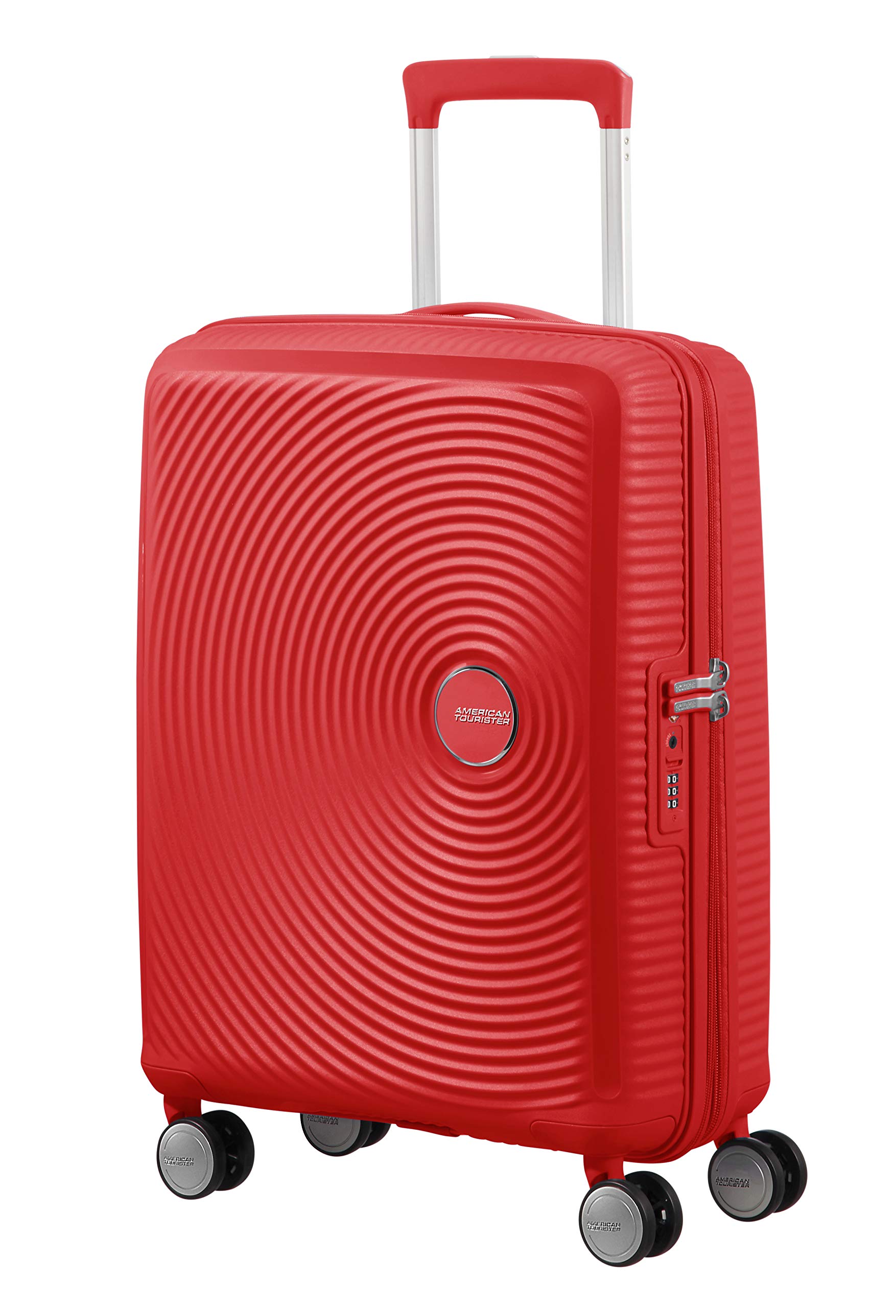 American Tourister Soundbox Spinner Small Expandable Carry-On Luggage 55cm 41L Coral Red Suitcase - Perfect for Weekend Trips & Air Travel