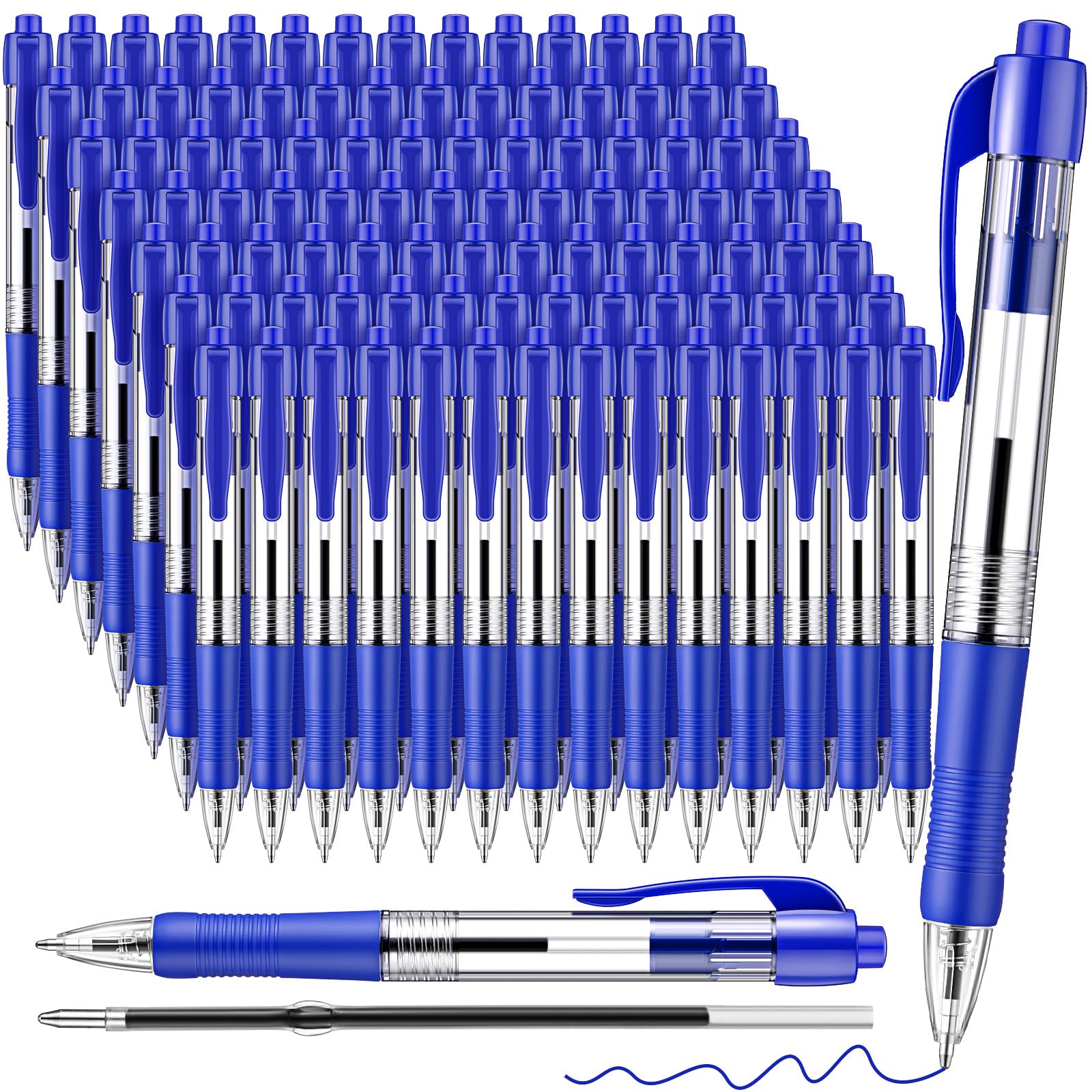 Fulmoon 100 Pack Retractable Ballpoint Pens - 1.0mm Medium Point Smooth Writing Gel Ink Pens (Blue) for Office, School, Journaling & Home Use - Perfect for Note Taking, Bullet Journaling & Everyday Writing Tasks