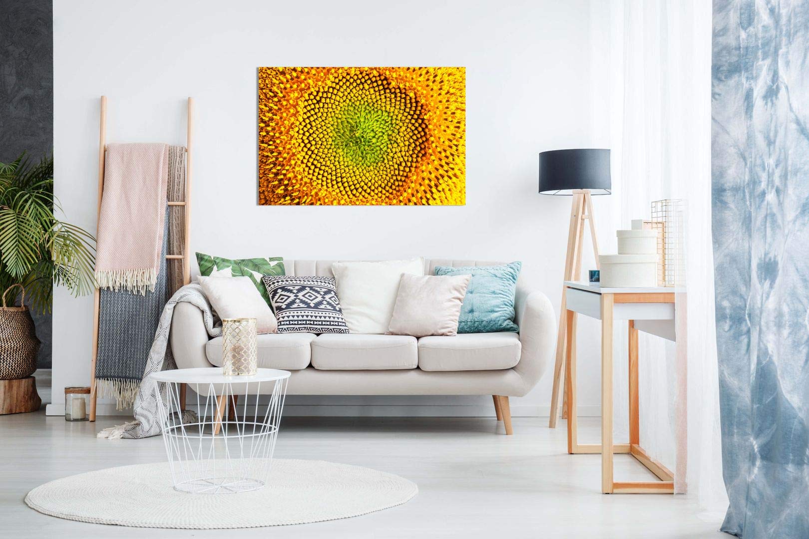 Yellow Sunflower Close-Up Canvas Wall Art Print - 18x12 Inches - Vibrant Floral Home Decor for Living Room, Bedroom & Office