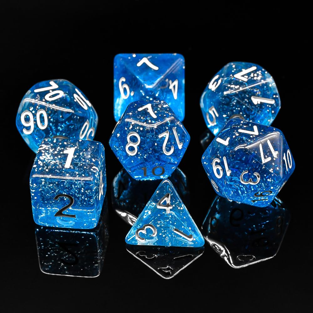 Premium RPG Dice Set for Dungeons & Dragons (D&D) - 10-Sided Polyhedral Dice with D20 in Vibrant Blue - Perfect for Tabletop Games, Role-Playing Adventures & Collectors