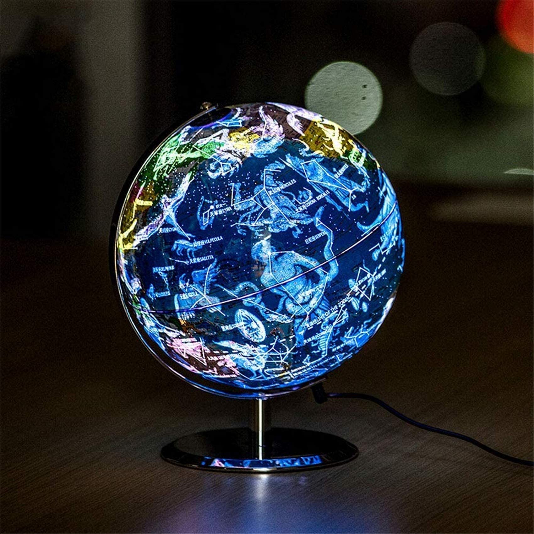 2 in 1 Interactive Constellation Globe with LED Light - Educational World Map & Star Chart for Kids & Adults - Perfect for Home Office Decor, Astronomy Learning & Gift Giving