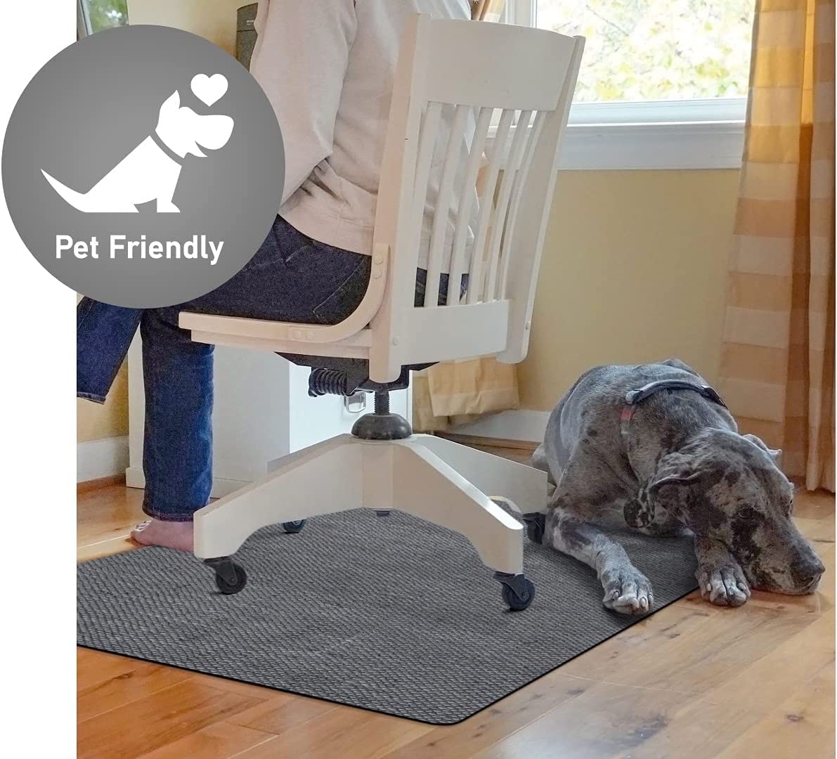 Bungalow Flooring Barbury Weave 9to5 Desk Chair Mat - 3' x 4' Non-Slip Office Chair Mat - Made in USA - Stain-Resistant & Durable - Gray - Perfect for Home Office, Workspace & Hardwood Floor Protection
