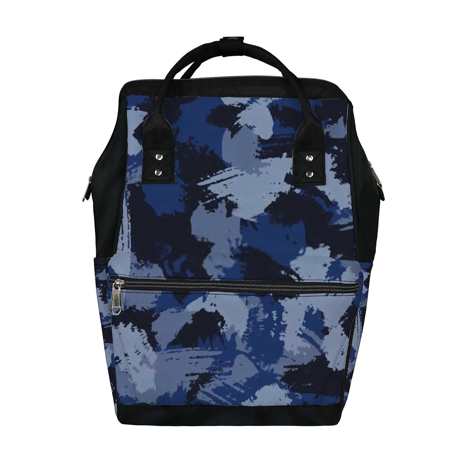 Waterproof Navy Blue Camouflage Diaper Backpack - Large Capacity Baby Nappy Bag with Laptop Compartment | Durable Travel Backpack for Parents | Perfect for Daycare, Outings & Business Trips