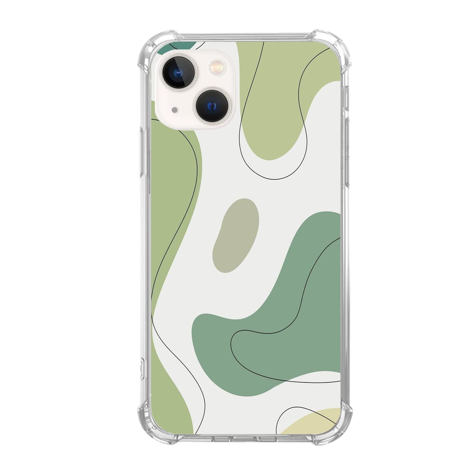 Sage Green Abstract Swirl iPhone 13 Case - Minimalist Aesthetic TPU Bumper Cover for Men & Women - Trendy Protective Phone Case for Teens - Perfect for Daily Use, Work & School