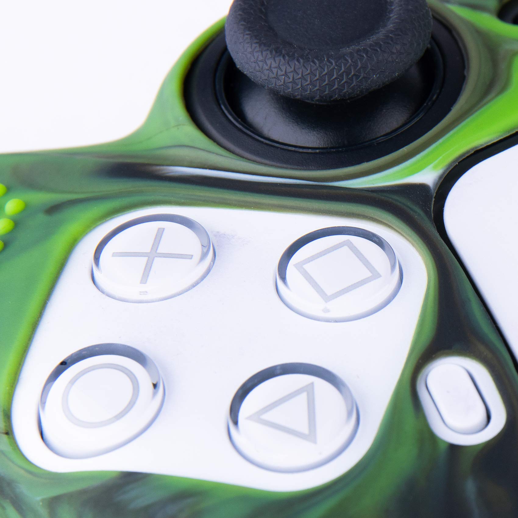 YoRHa Studded Silicone Rubber Gel Custom Skin Cover for PS5 DualSense Controller (2-Pack - Camouflage Red & Green) with 10 Pro Thumb Grips - Enhanced Grip & Protection for Gaming, Streaming & Esports