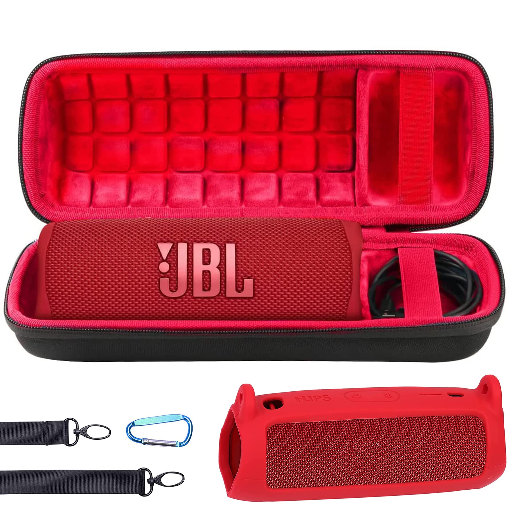 JBL Flip 5 Speaker Case - Durable Hard & Soft Silicone Cover - Waterproof Protection for Outdoor, Travel, Beach & Pool Use