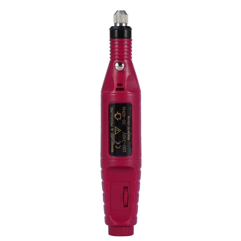 HURRISE Electric Nail File Kit - Professional Nail Drill Machine with 6 Grinding Heads for Manicure & Pedicure, Portable Nail Sanding & Polishing Tool (Red) | Perfect for Home Salon, Nail Art & DIY Beauty Care