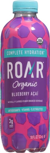 Organic Roar Beverages Bev Blueberry Acai Energy Drink - 18 Fl Oz - Antioxidant Boost for Workouts & Active Lifestyles