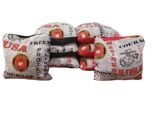 USMC Cornhole Bags Set of 8 - Official United States Marine Corps Game Bags for Outdoor Tailgating, Backyard Parties & Military-Themed Events