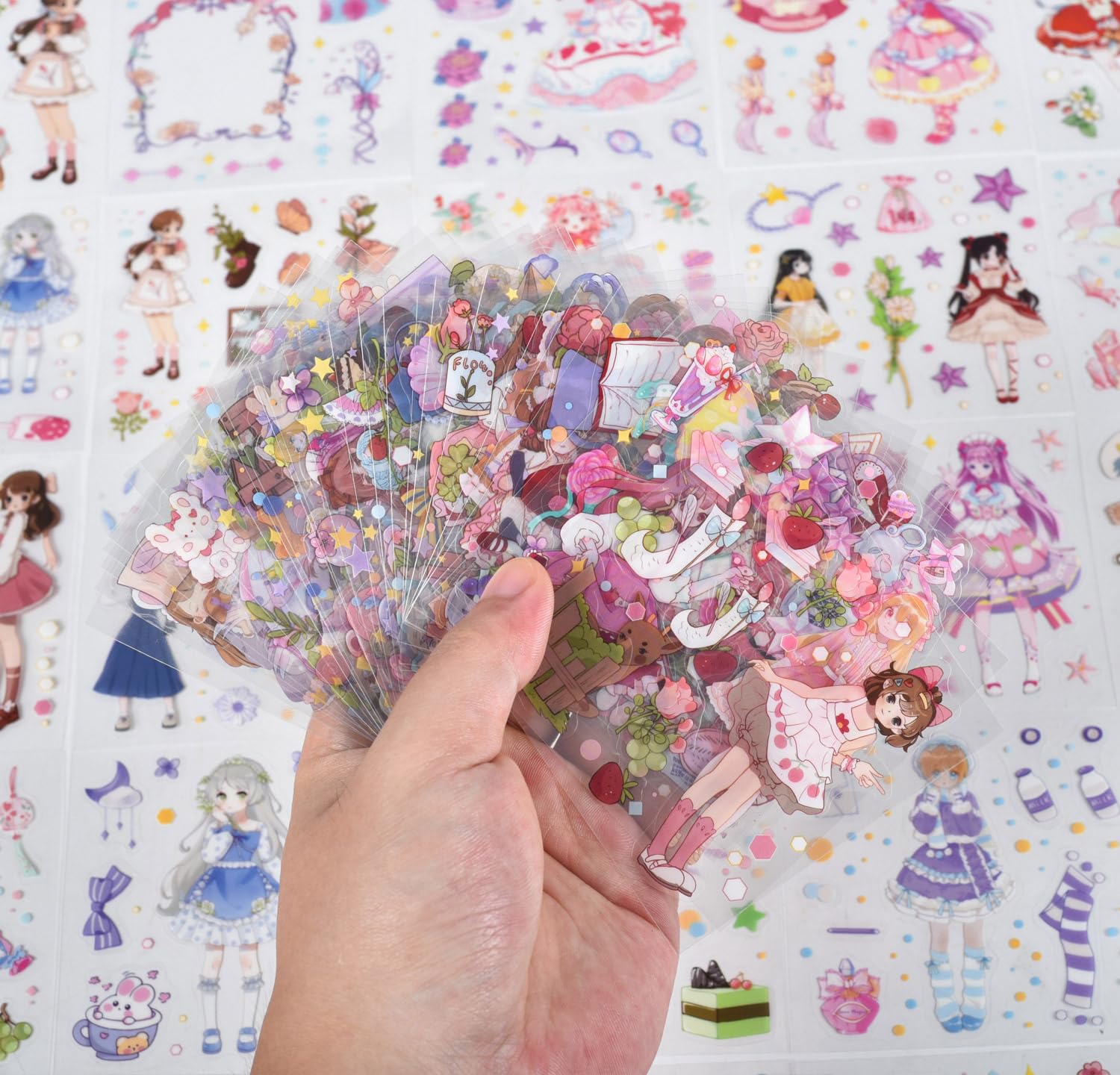 100 Sheets Aesthetic PET Transparent Scrapbook Stickers - Self-Adhesive Planner Stickers for Card Making, Journaling, Notebooks, Albums & DIY Crafts - Perfect for Bullet Journals, Scrapbooking, and Creative Gifts