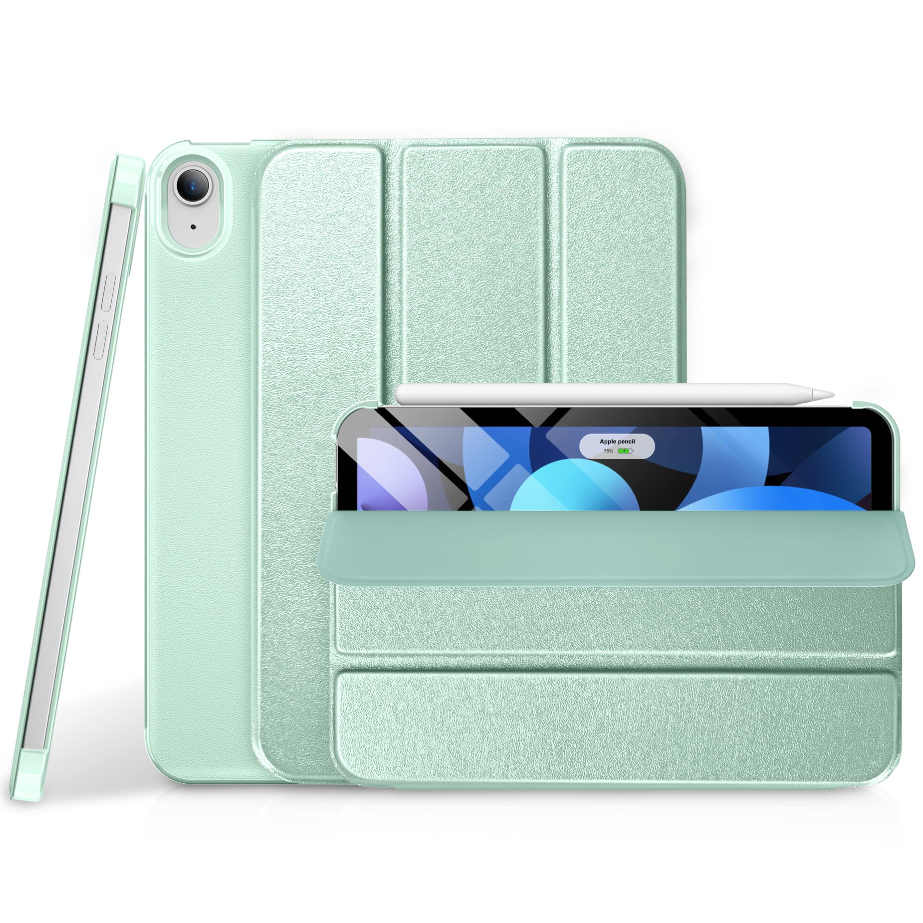 DTTO iPad Air Case for 11-inch M2 & 10.9-inch 5th/4th Gen - Sparkle Hard Back with Sheen Front Cover (2024/2022/2020 Models) | Compatible with 2nd Gen Apple Pencil Charging | Matcha Green | Perfect for Work, School & Travel Protection