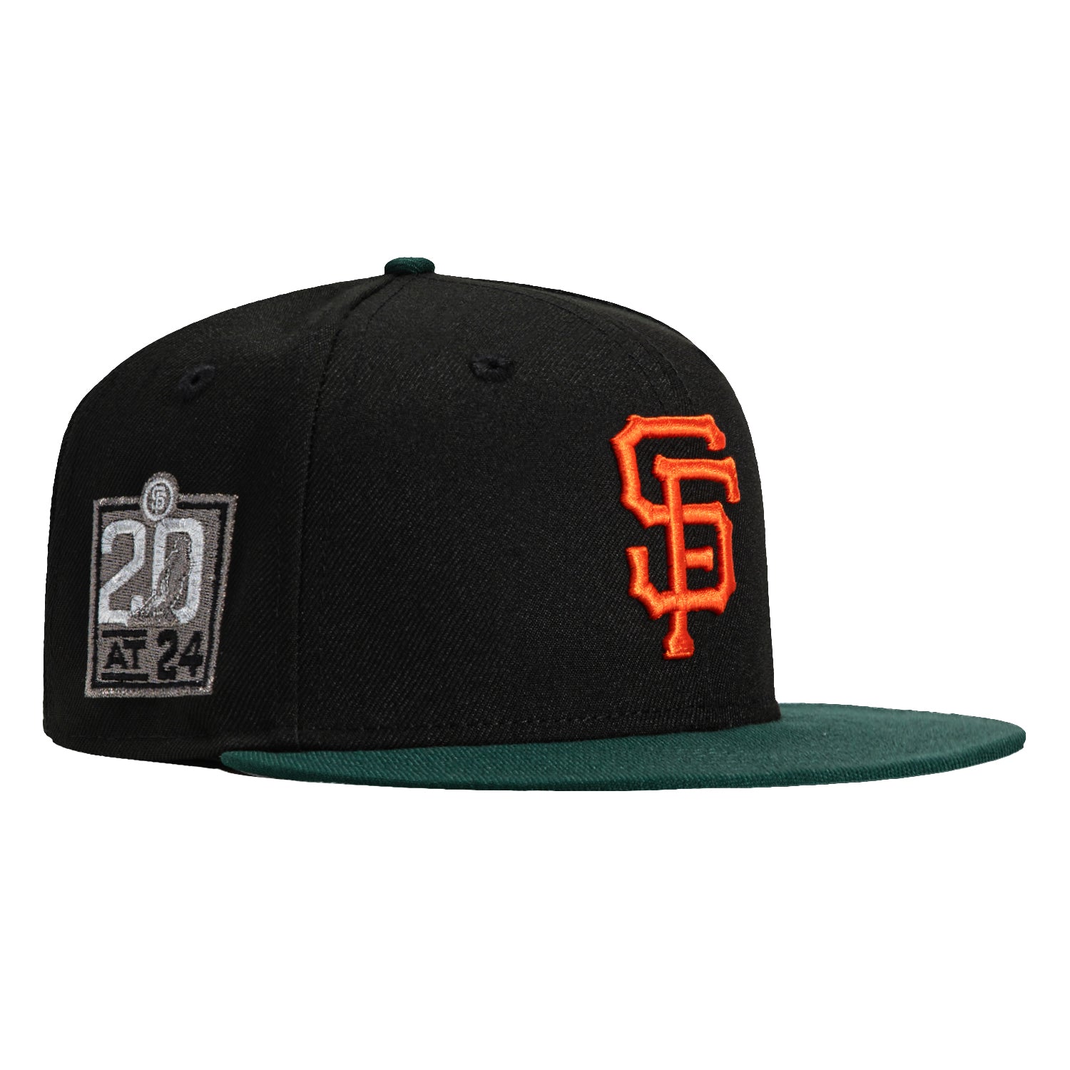 New Era 59Fifty San Francisco Giants 20th Anniversary Stadium Patch Snapback Hat - Black, Green & Orange - Official MLB Baseball Cap for Fans & Collectors - Perfect for Games, Tailgating & Streetwear Fashion