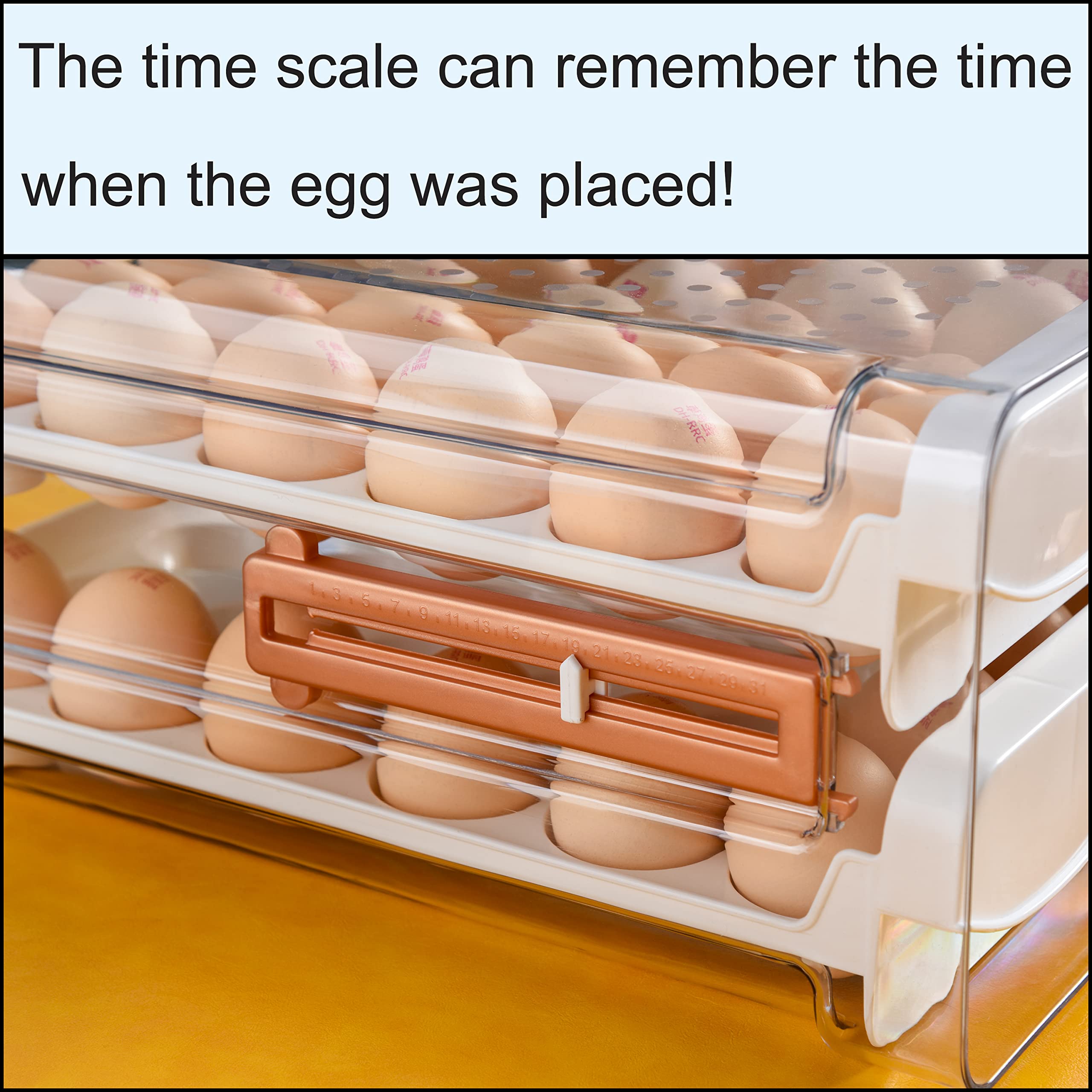 Sooyee 40-Capacity Refrigerator Egg Storage Container - 2 Transparent Drawers White Fridge Organizer | Perfect for Kitchen, Pantry & Farm Fresh Egg Storage