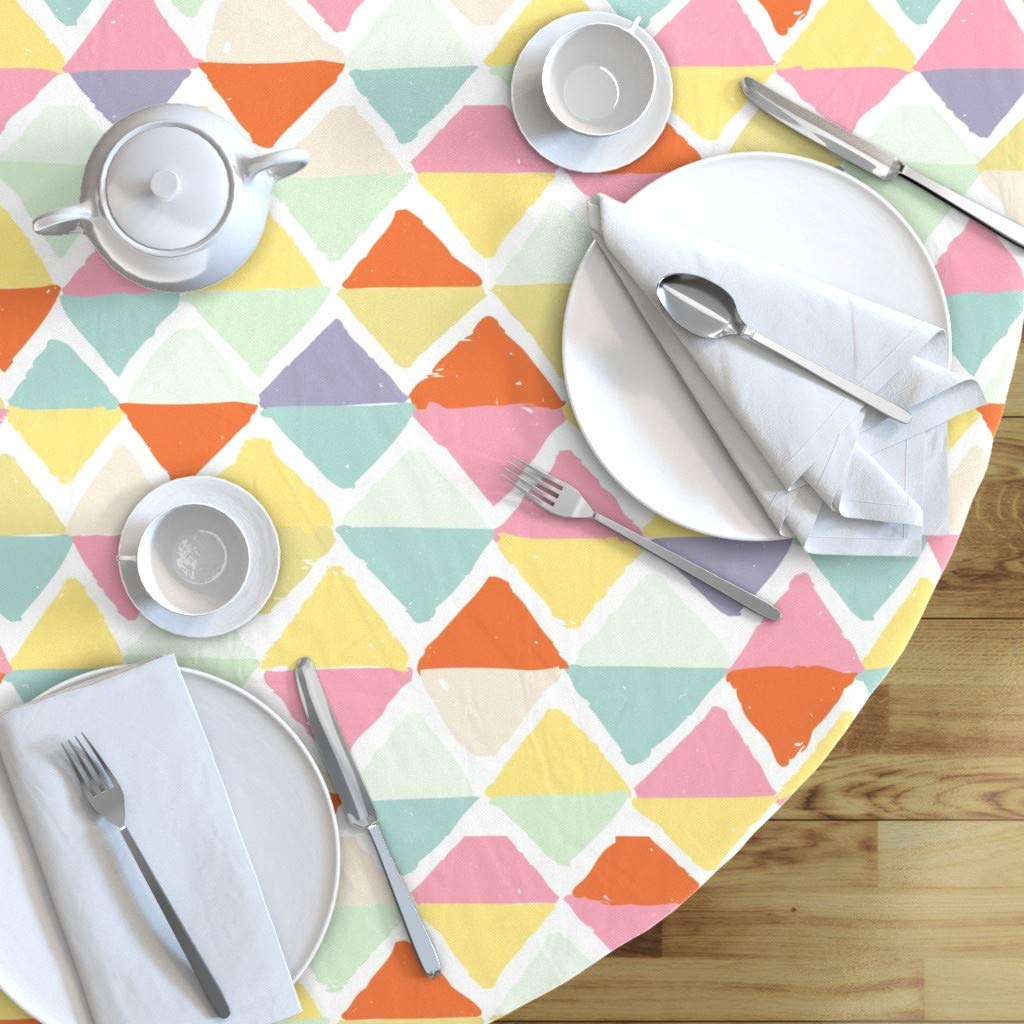 Colorful Geometric Print Cotton Sateen Tablecloth 90