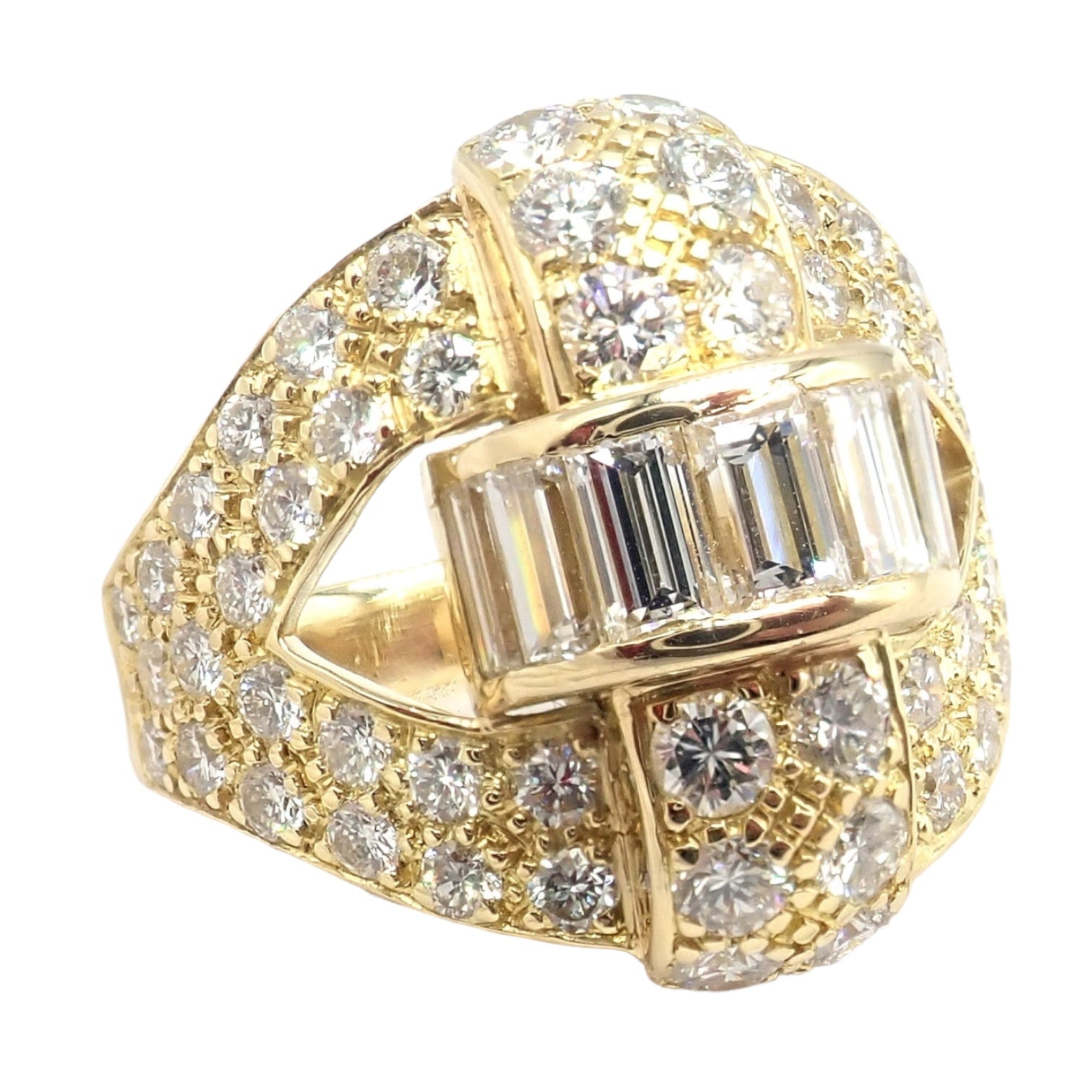 Authentic Piaget 18K Yellow Gold 3 Carat Diamond Cocktail Ring for Women - Luxury Vintage Jewelry for Parties, Weddings & Special Occasions