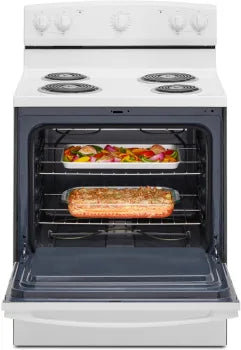 Amana ACR4203MNW 30-Inch Electric Range with Easy-Clean Glass Door - Perfect for Modern Kitchens, Baking & Family Cooking