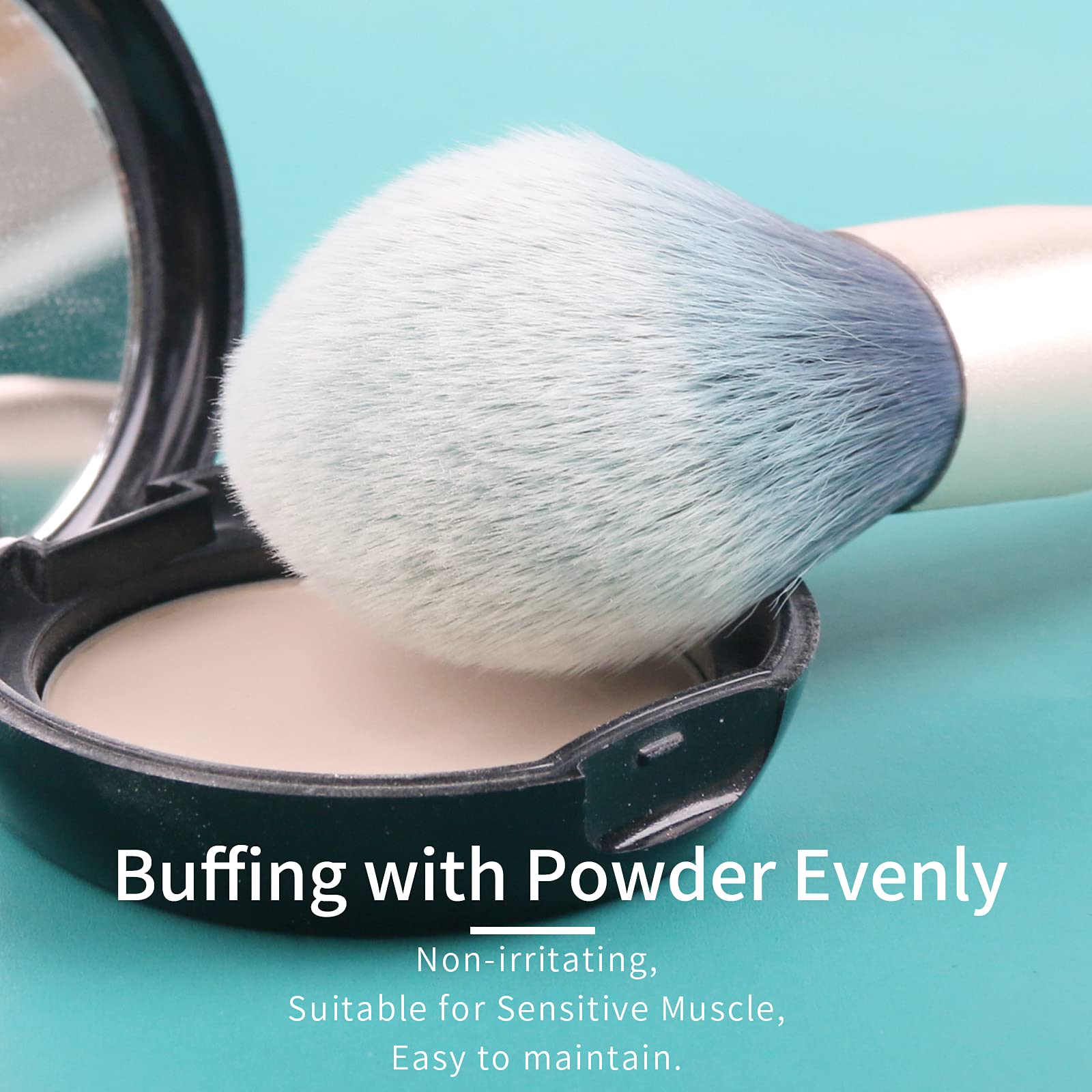 ENZO KEN Vegan Makeup Brush Set - 12 Piece Professional Blue Cosmetic Brushes with Wooden Case | Cruelty-Free & Eco-Friendly Makeup Tools for Foundation, Blush, Eyeshadow & Contouring | Perfect for Travel & Everyday Makeup