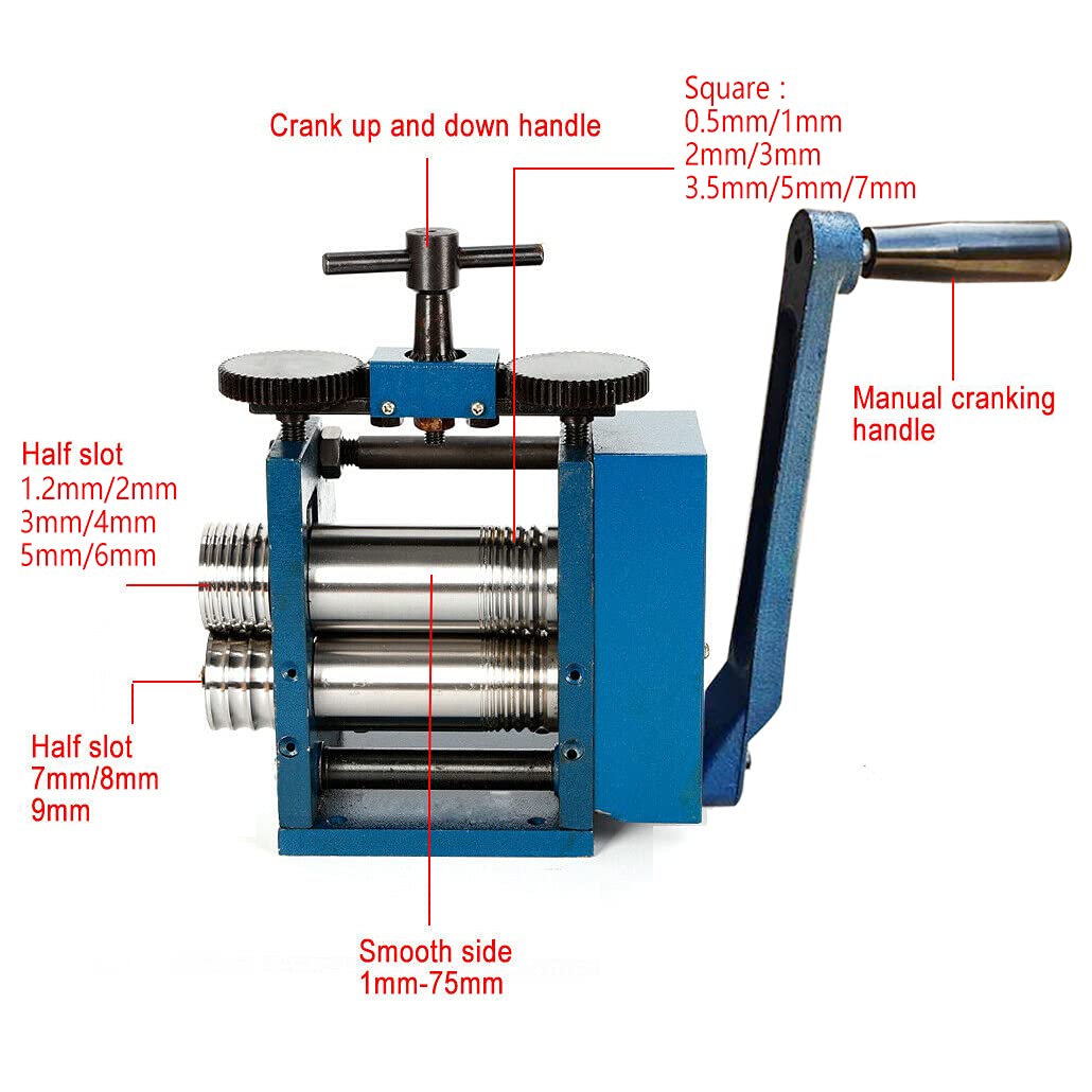 3 Inch (75mm) Manual Jewelry Rolling Mill Machine - Flatten & Shape Metal Sheets & Wires for Jewelry Making | US Stock | Perfect for DIY Jewelry, Metal Crafting & Goldsmithing Projects
