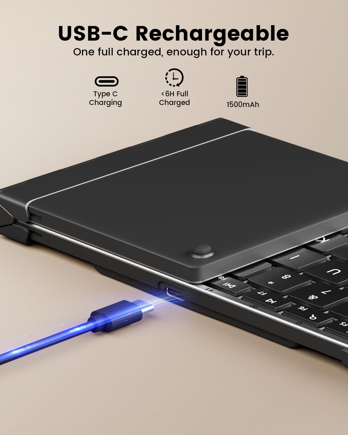 ProtoArc XK01 Plus Backlit Foldable Bluetooth Keyboard - Full-Size Portable Wireless Keyboard for iPad, Tablet, Smartphone, Laptop & PC - Perfect for Travel, Office & Home Use with Adjustable Backlight