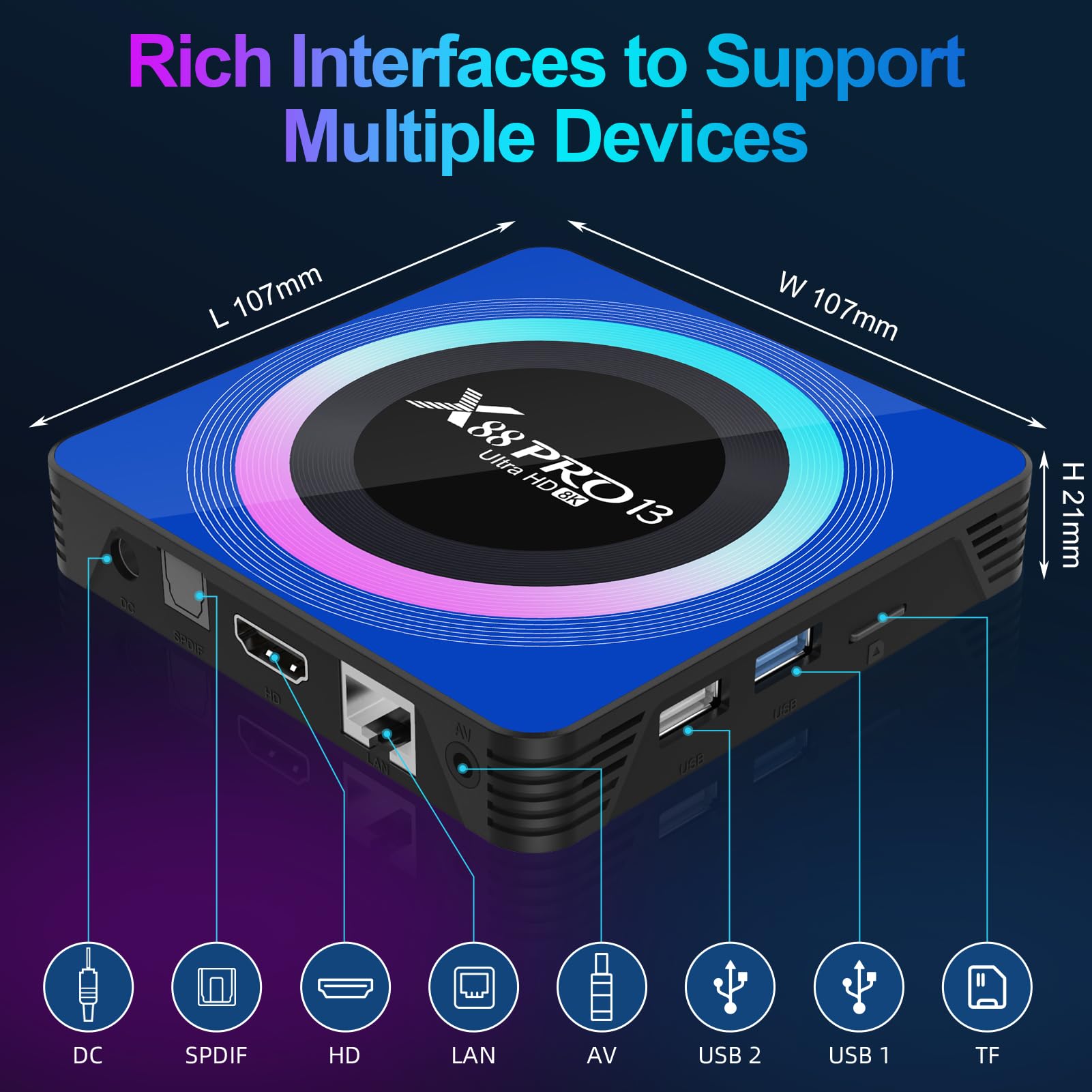 Android 13.0 TV Box 4GB RAM 32GB ROM - 8K HDR+ Streaming Media Player with RK3528 Quad-Core Processor, Dual WiFi & Bluetooth 5.0 - Includes Mini Keyboard for Smart Home Entertainment & 4K/8K Movie Watching
