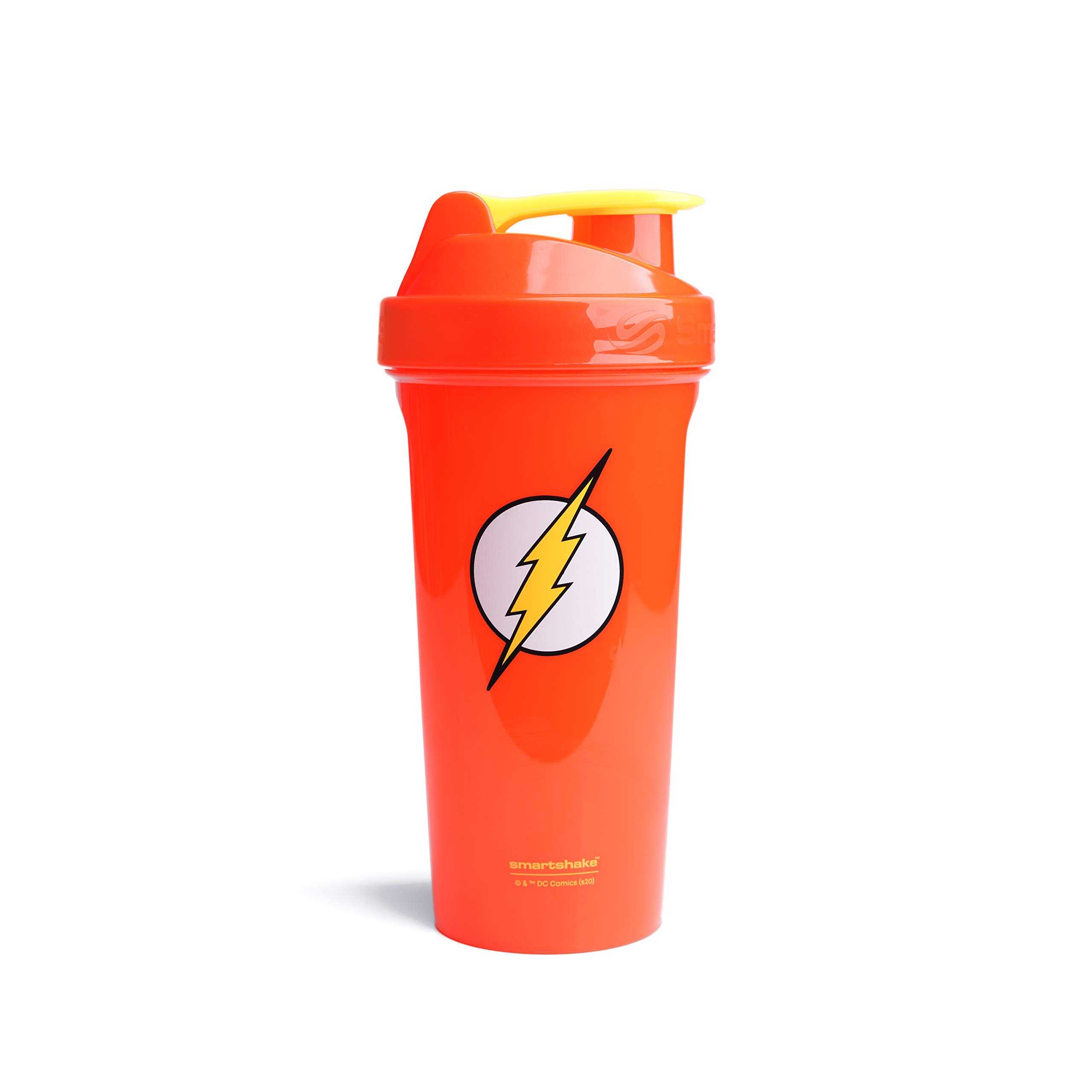 Smartshake Lite Justice League Protein Shaker Bottle 800ml - DC Comics Gym Water Bottle, BPA Free Leakproof Shaker for Protein Powder & Workout Drinks - The Flash Logo - Perfect for Gym, Fitness & Superhero Fans