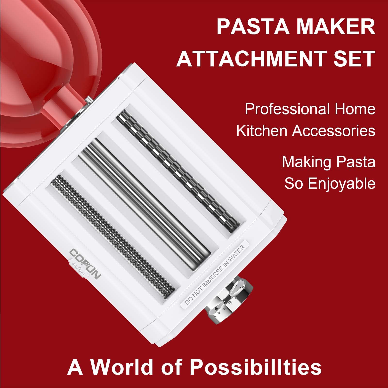 3-in-1 Pasta Maker Attachment for KitchenAid Stand Mixer - Includes Pasta Sheet Roller, Spaghetti & Fettuccine Cutters | Fresh Homemade Pasta Accessories for Italian Cooking & Family Dinners