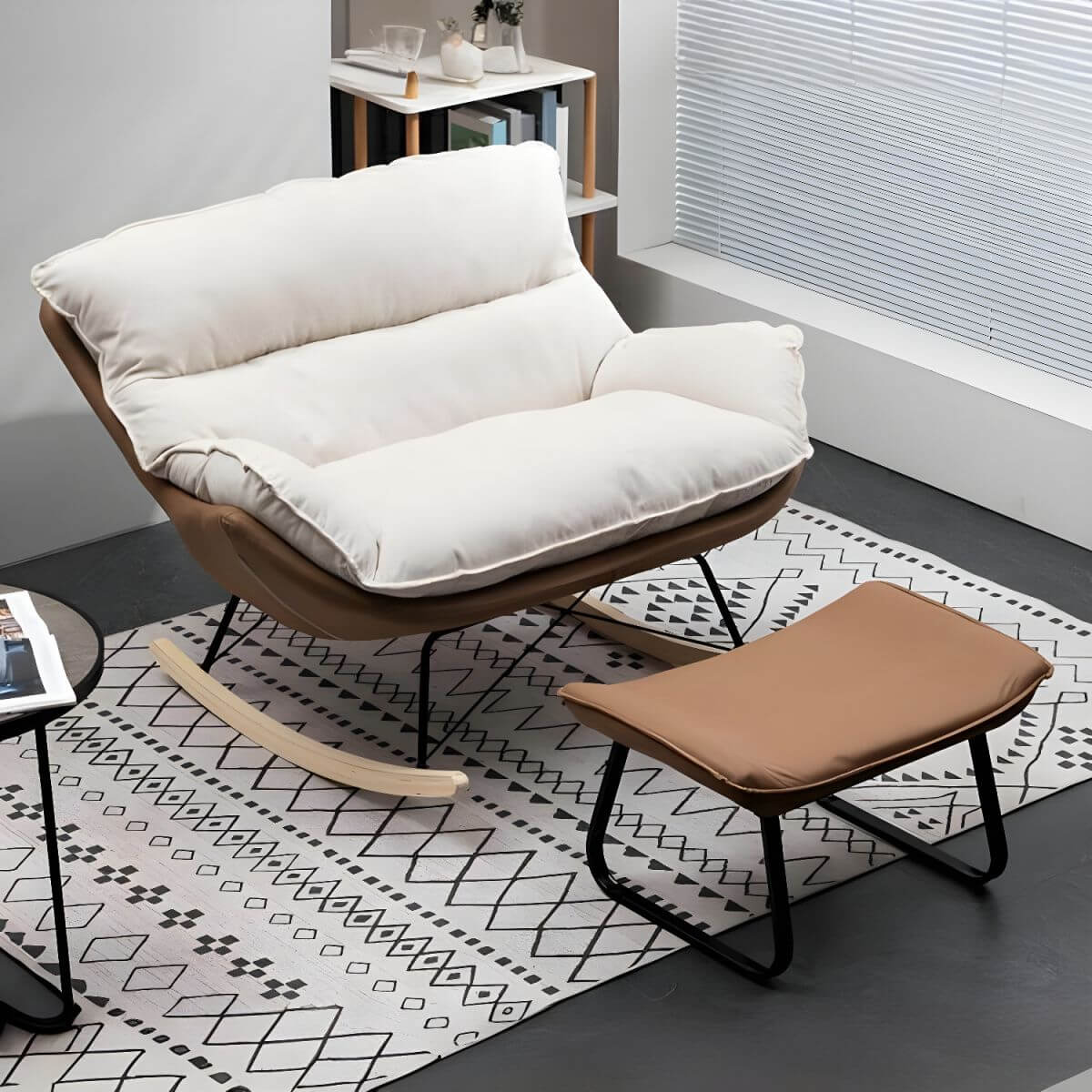 Comfortable Indoor Light Wood Rubberwood Spindle Rocking Chair - Scratch Resistant with Removable Cushions - Perfect for Nursery, Living Room & Relaxation