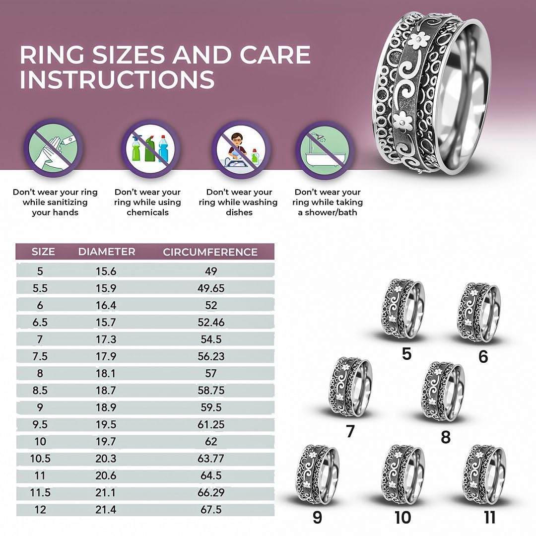 925 Sterling Silver Mom Spinner Ring - Elegant Jewelry Gift for Women, Mothers, Wife | Perfect for Birthday, Anniversary, Mother's Day | Stress Relief & Thoughtful Present
