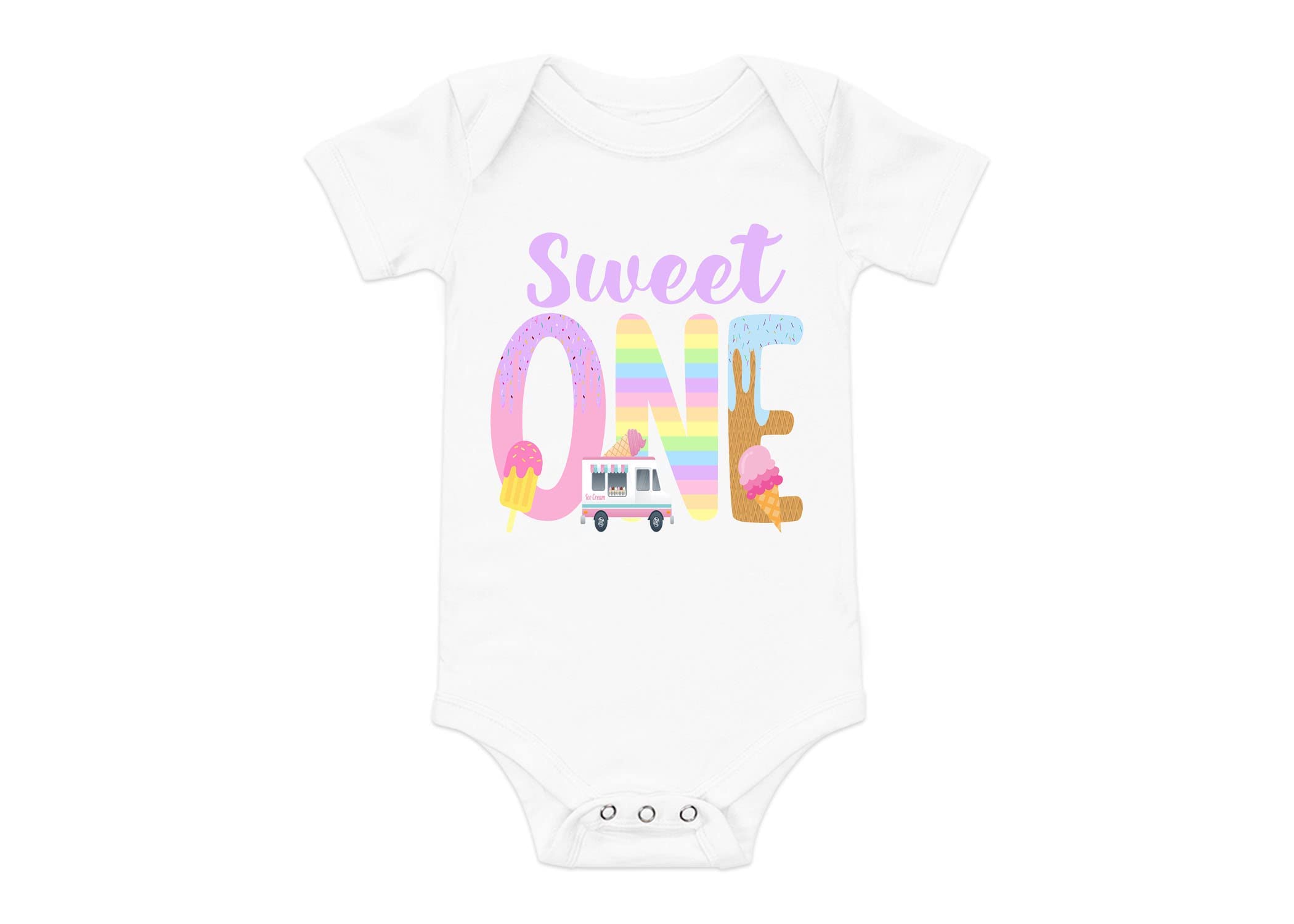 Sweet One Ice Cream Birthday Bodysuit - 1st Birthday Outfit for 18 Months Baby | Perfect for Birthday Parties, Photo Shoots & Special Celebrations