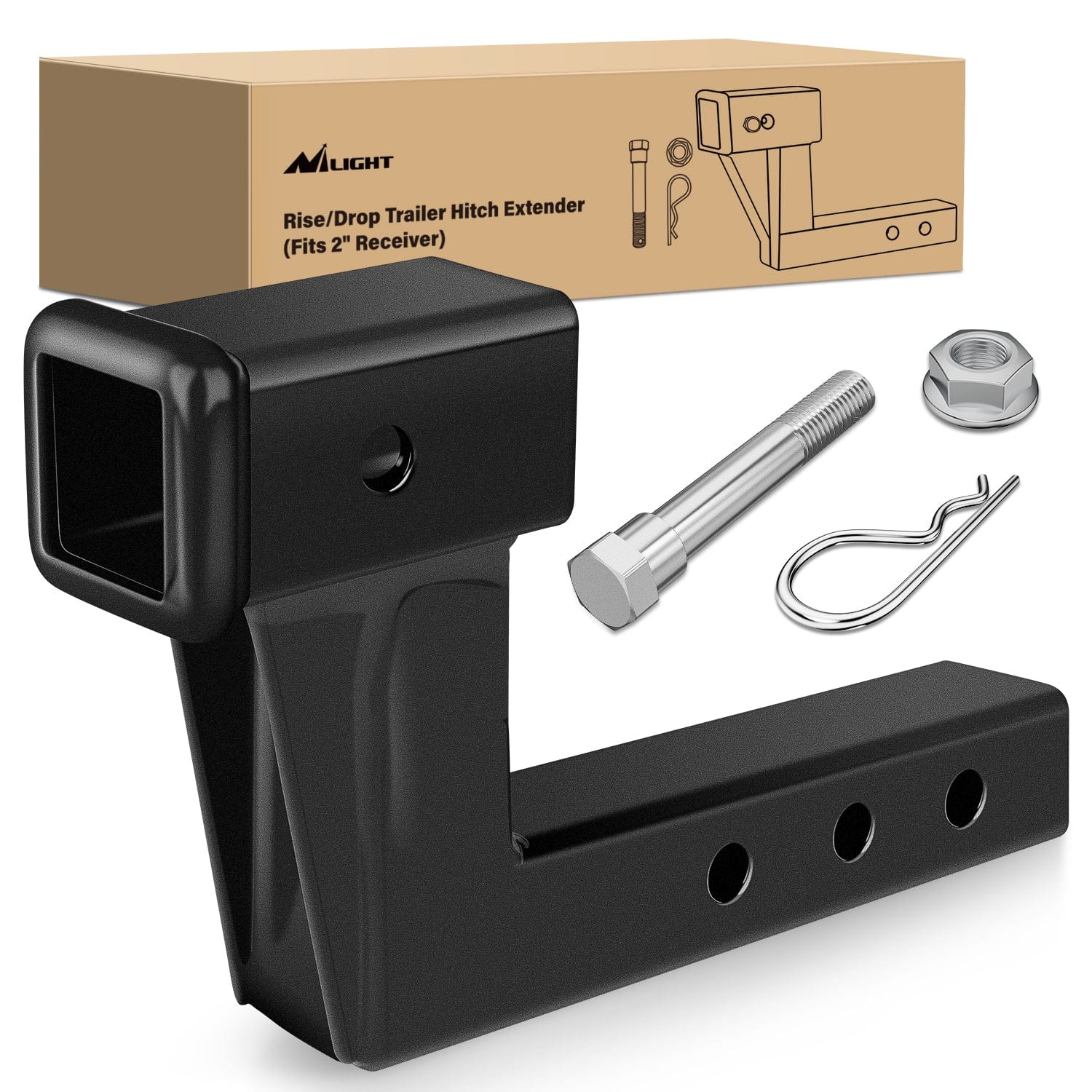 2 Inch Trailer Dual Hitch Receiver with 6 Inch Rise or Drop - Heavy Duty Towing Accessory for Trucks & SUVs - Perfect for Hauling Trailers, Boats & Campers
