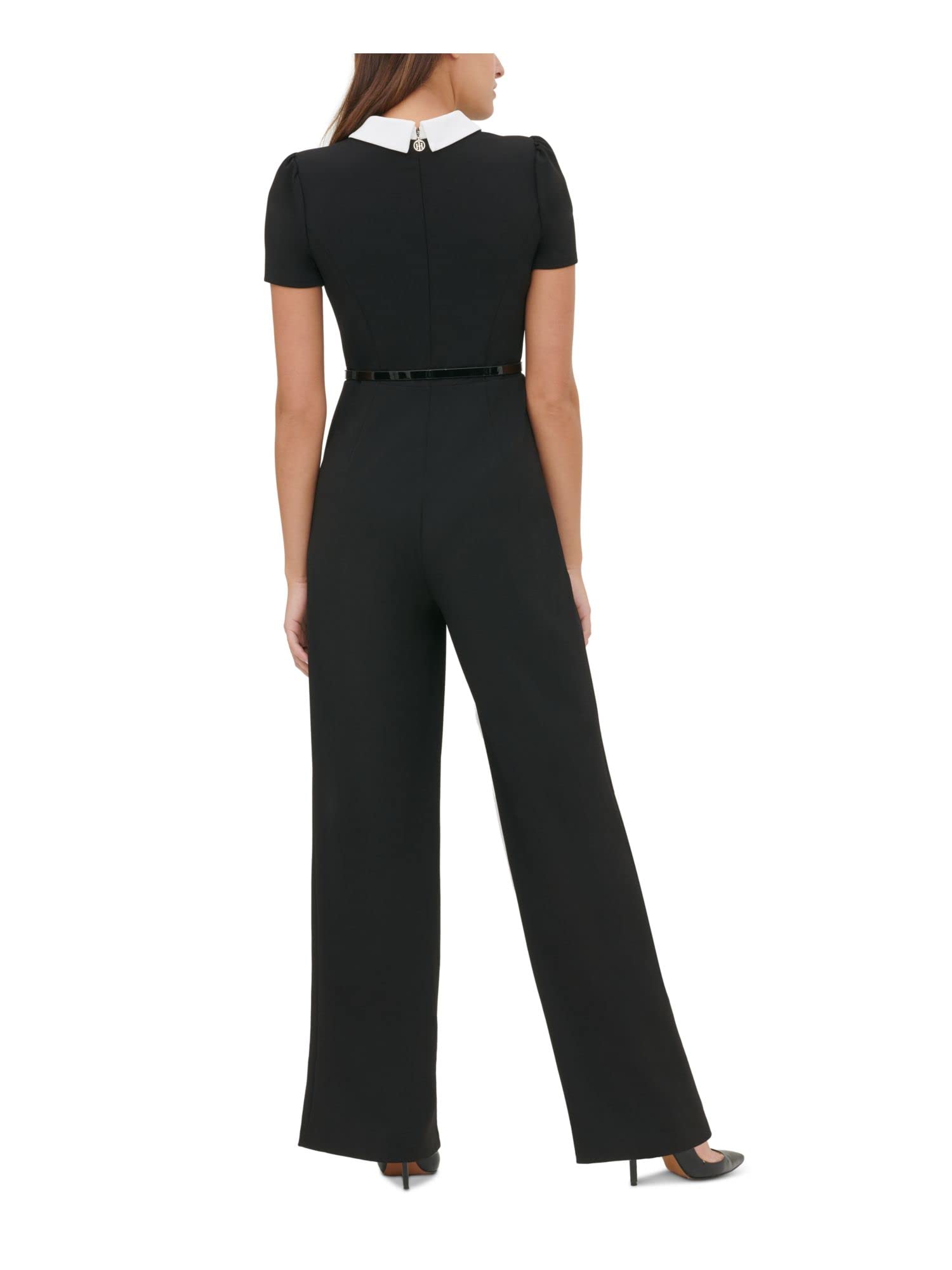 Tommy Hilfiger Women's Collared Short Sleeve Jumpsuit - Casual Summer Romper for Beach, Travel & Everyday Wear