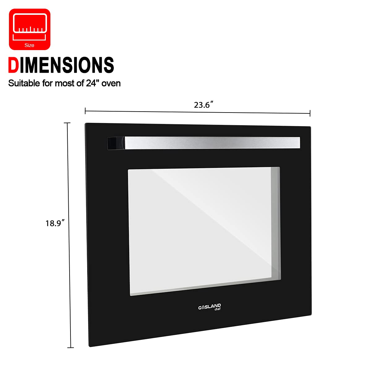 ESB60DOOR Replacement Single Wall Oven Door for GASLAND Chef Built-In Oven - Black Glass Door Panel - Compatible with Gas & Electric Wall Ovens - Perfect for Kitchen Remodeling & Appliance Repair