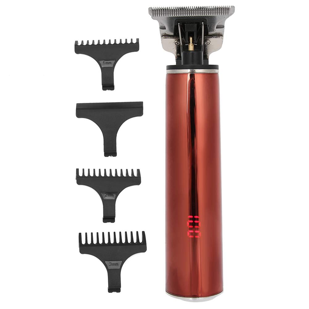 Professional Electric Hair Trimmer with LCD Display & USB Charging - Cordless Hair Clipper for Barbers, Salon & Home Use (Red) - Perfect for Men's Grooming, Beard Trimming & DIY Haircuts