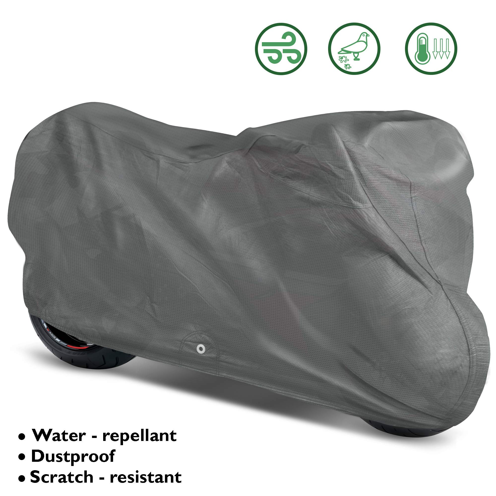 OxGord Premium Waterproof Motorcycle Cover - Indoor/Outdoor Use, 2-Layer Protection, Universal Fit up to 80 Inches - Ideal for Garage Storage & Weather Protection