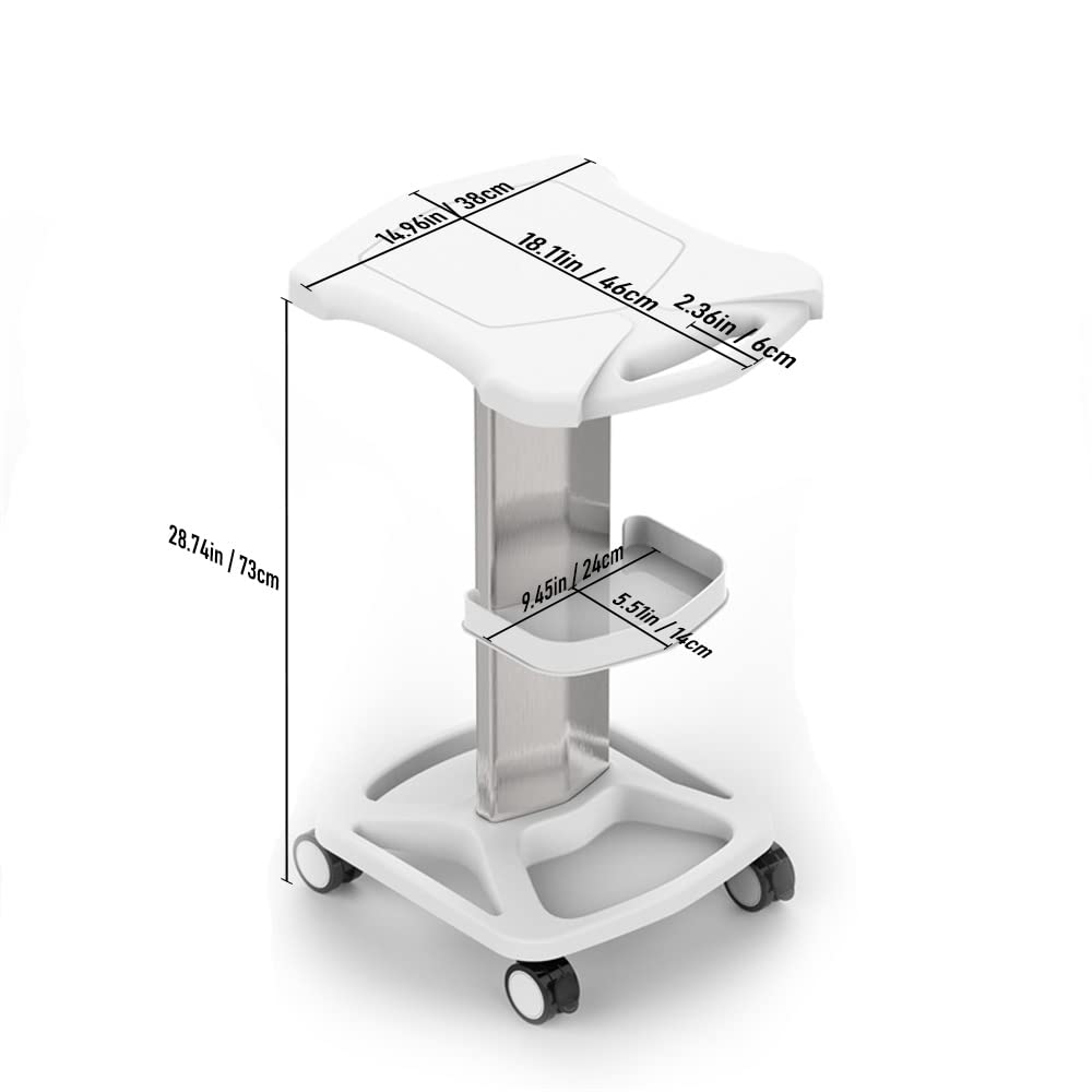 Professional Beauty Salon Trolley Cart - Aluminum Alloy Mobile Rolling Stand for Spa, Tattoo & Body Beauty Equipment | White | Perfect for Salon, Clinic & Home Use