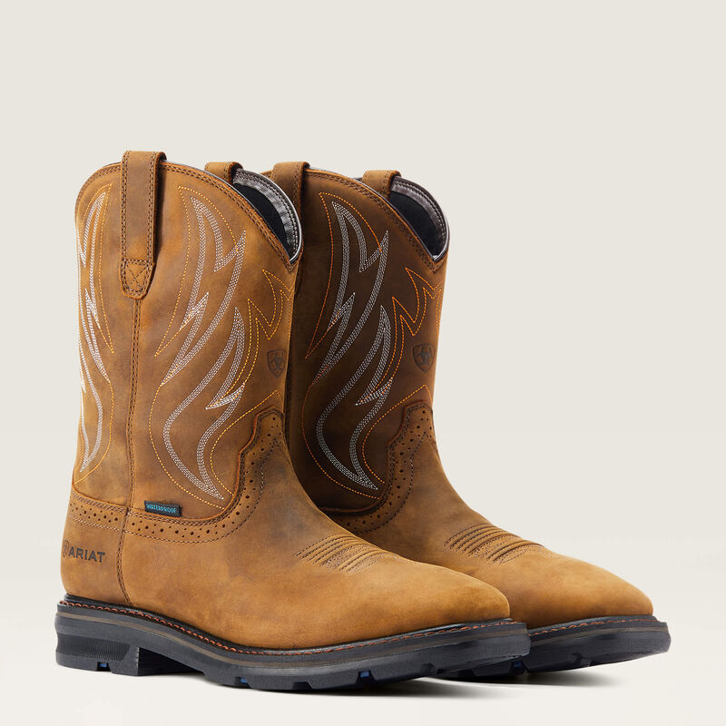 Sierra Shock Shield Waterproof Work Boots for Men - Steel Toe Safety Shoes with Slip Resistance, Electrical Hazard Protection - Ideal for Construction, Hiking & Outdoor Work