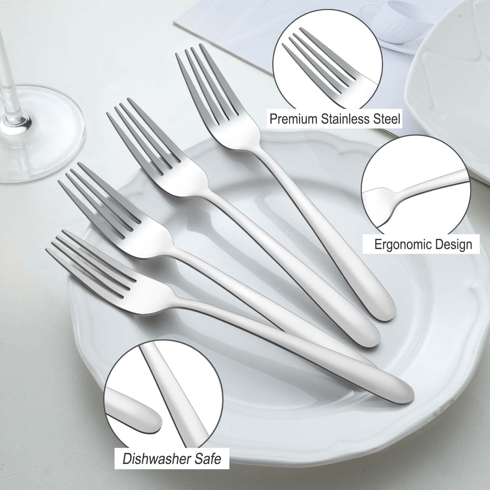 72-Piece Stainless Steel Dinnerware Set - 36 Dinner Knives (9.1 Inch) & 36 Forks (8 Inch) - Premium Silverware for Home, Kitchen, Restaurant - Perfect for Formal Dining, Wedding Parties & Catering Events