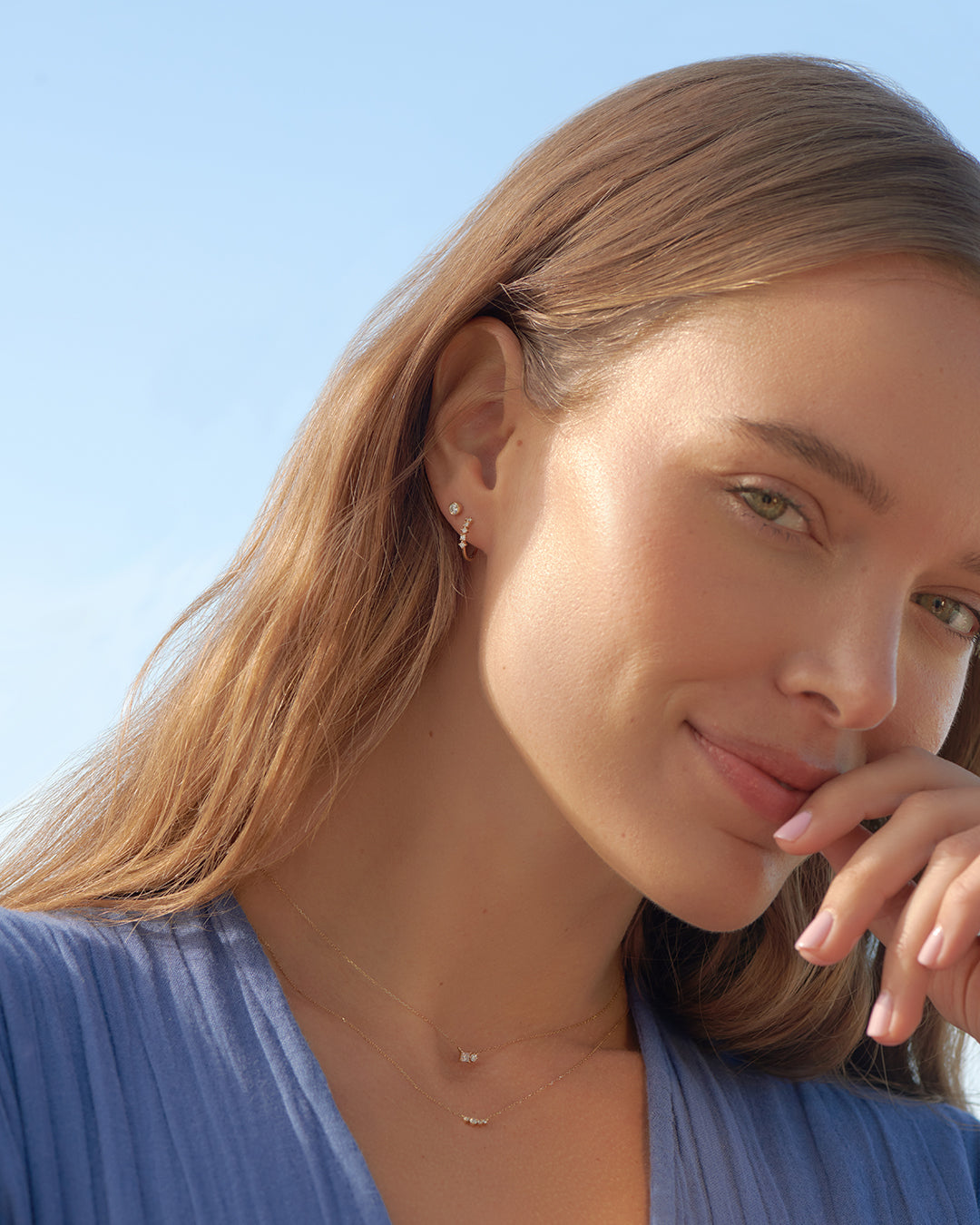 Diamond Row Huggie Earrings - Elegant & Dainty Gold Huggie Hoops for Women | Perfect for Everyday Wear, Date Night & Special Occasions