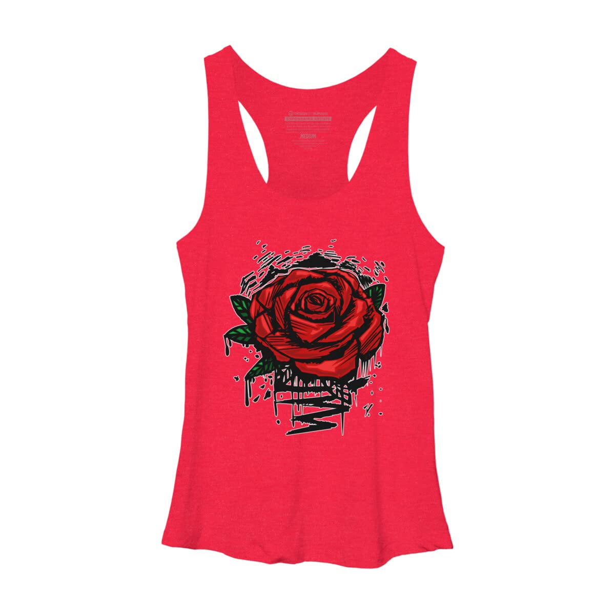 Design By Humans Women's Rugged Rose Racerback Tank Top by Adamzworld - Soft Vintage Graphic Tee for Casual Wear, Gym & Summer Outfits