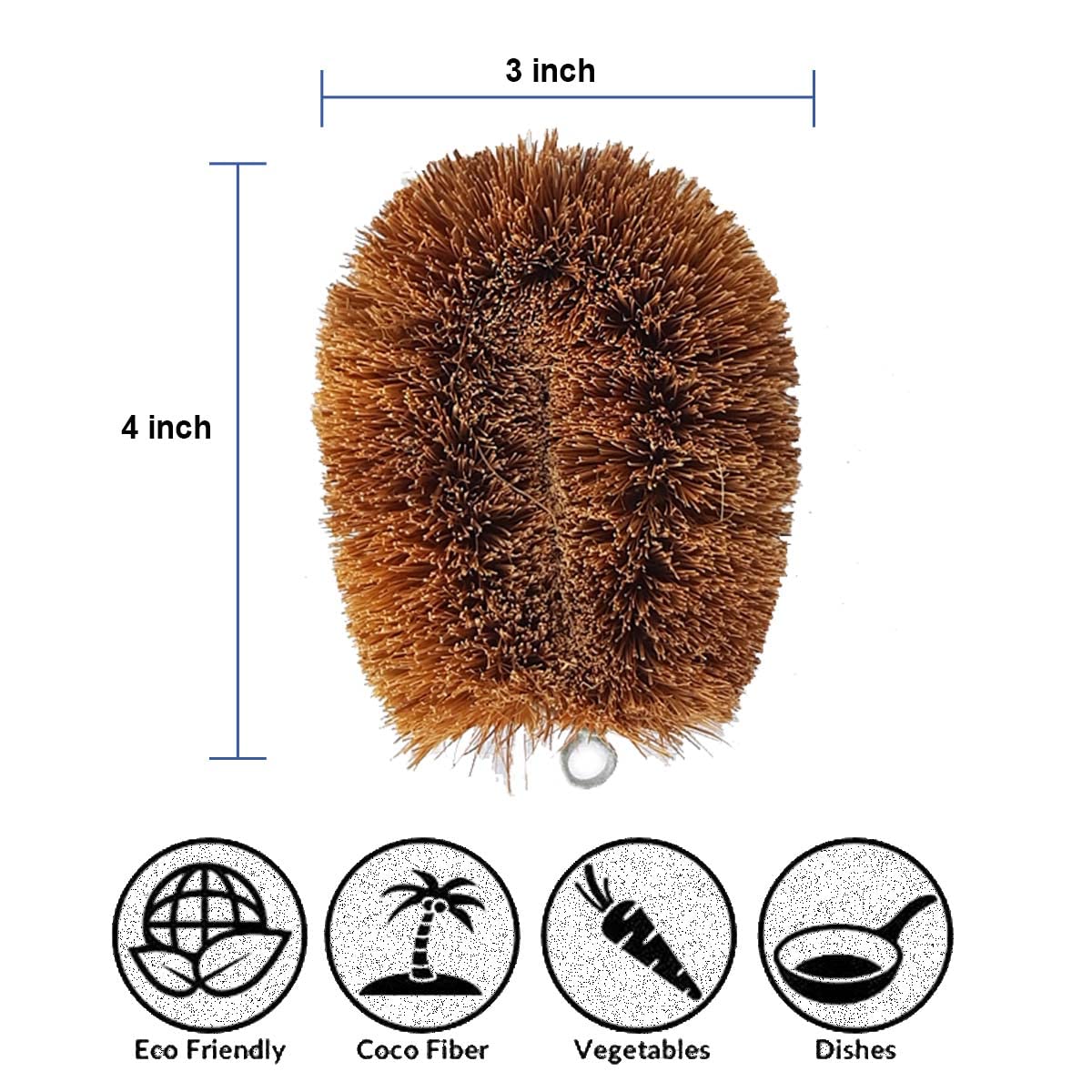 Natural Coconut Fiber Scrubber Brush for Fruits, Veggies & Kitchen Cleaning